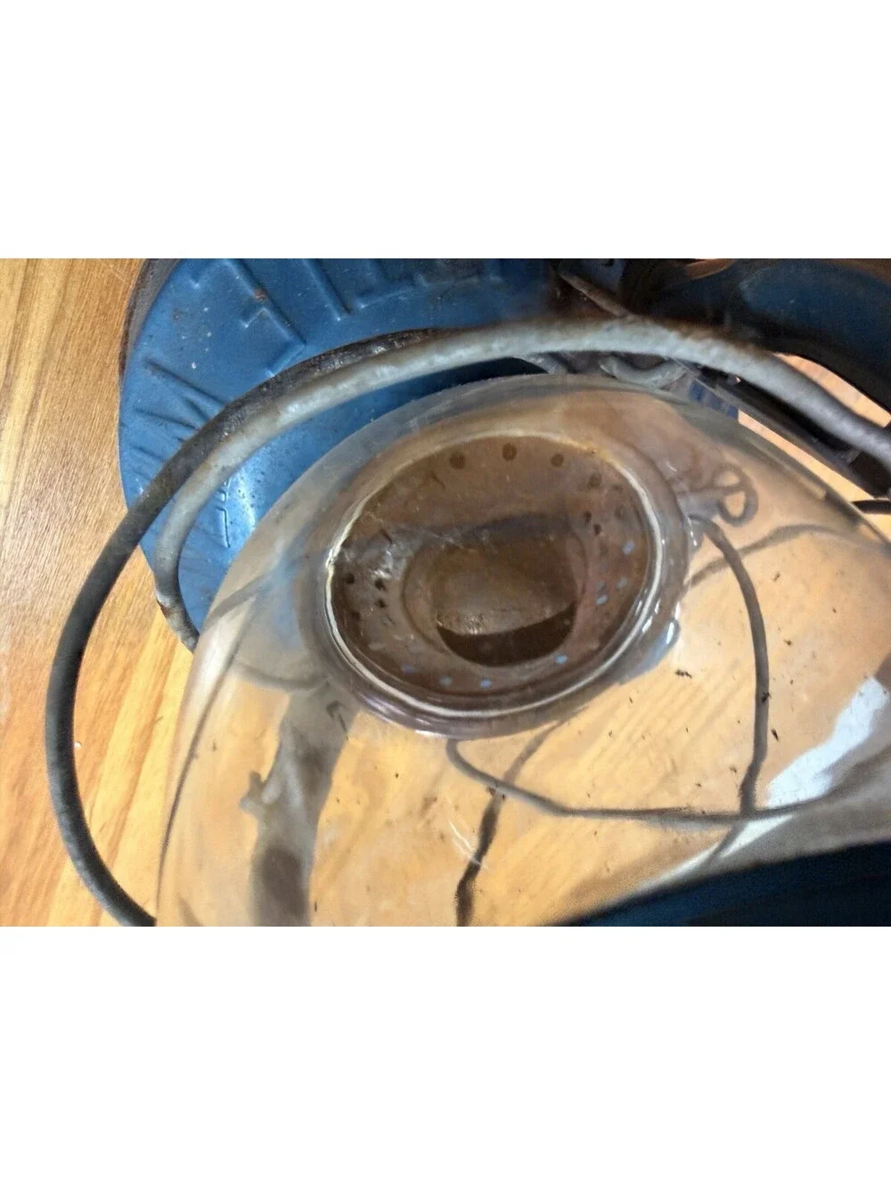 Vintage Blue Kerosene Oil Lantern Little Wizard Embossed Glass Rustic Farmhouse
